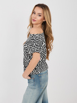 Czarna wzorzysta luźna bluzka we wzory SUBLEVEL 