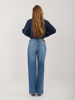 Ciemnoniebieskie proste jeansy z lampasami SUBLEVEL 