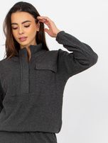 Hurtownia Ciemnoszara prążkowa piżama ze spodniami 