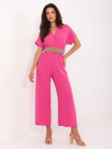 Hurt Ciemnoróżowy kombinezon z kopertowym dekoltem