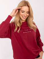 Bordowa damska bluzka oversize z dżetami