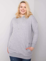 Šedá melírovaná mikina plus size s kapucňou Luna.