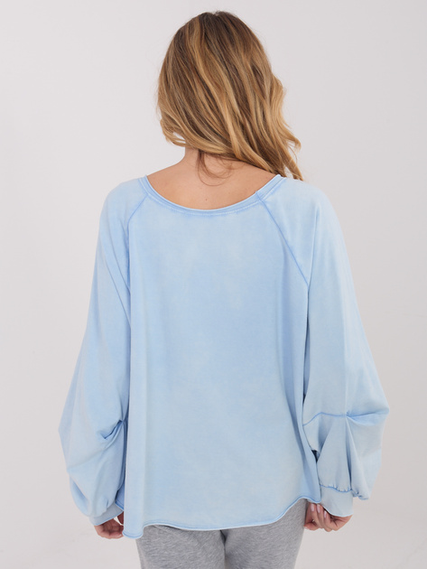 Jasnoniebieska bawełniana bluzka z dekoltem V