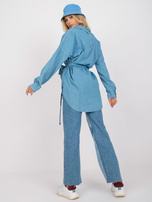 jeansowa niebieska długa koszula oversize z bawełny 