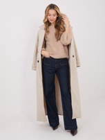 Beżowy damski sweter z długim rękawem