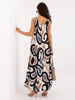 Czarna trapezowa sukienka z nadrukiem