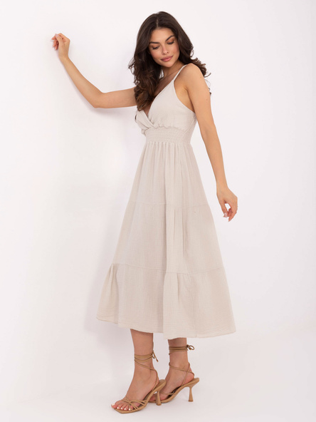 Beżowa muślinowa sukienka na ramiączkach