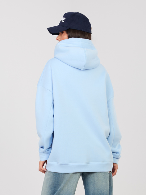 Pastelowa niebieska bluza oversize z naszywką RUE PARIS