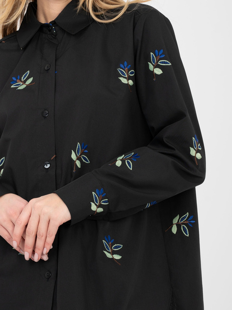 Czarna bawełniana koszula z haftem