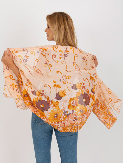 Hurt Pomarańczowo-żółta bawełniana chusta w kwiaty