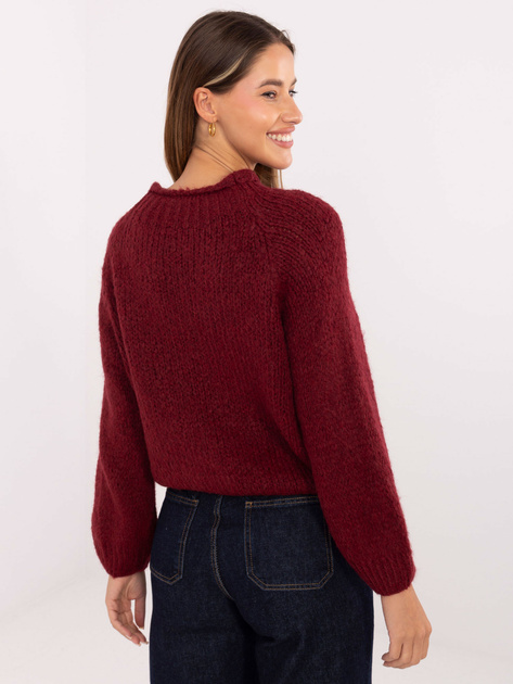 Bordowy sweter oversize w jednolitym kolorze