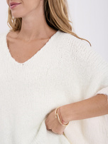 Ecru damski sweter oversize z rękawem 3/4