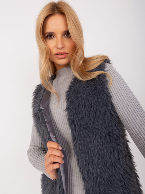 Hurtownia Grafitowa kamizelka damska z podszewką OCH BELLA