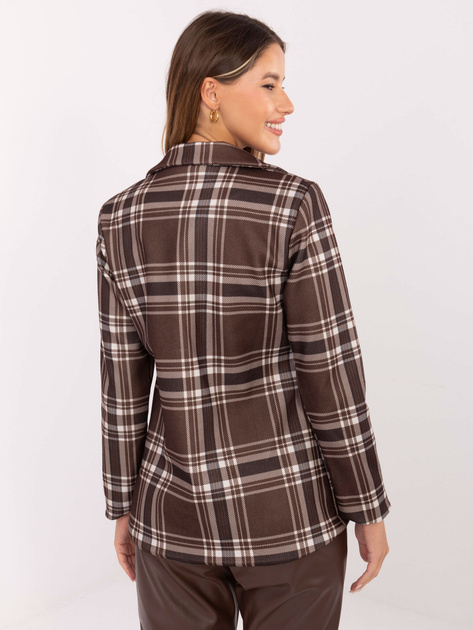 Brązowa gruba marynarka w kratę RUE PARIS