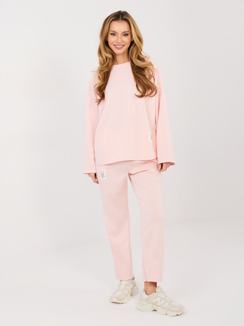 Jasnoróżowy dwuczęściowy komplet damski RUE PARIS