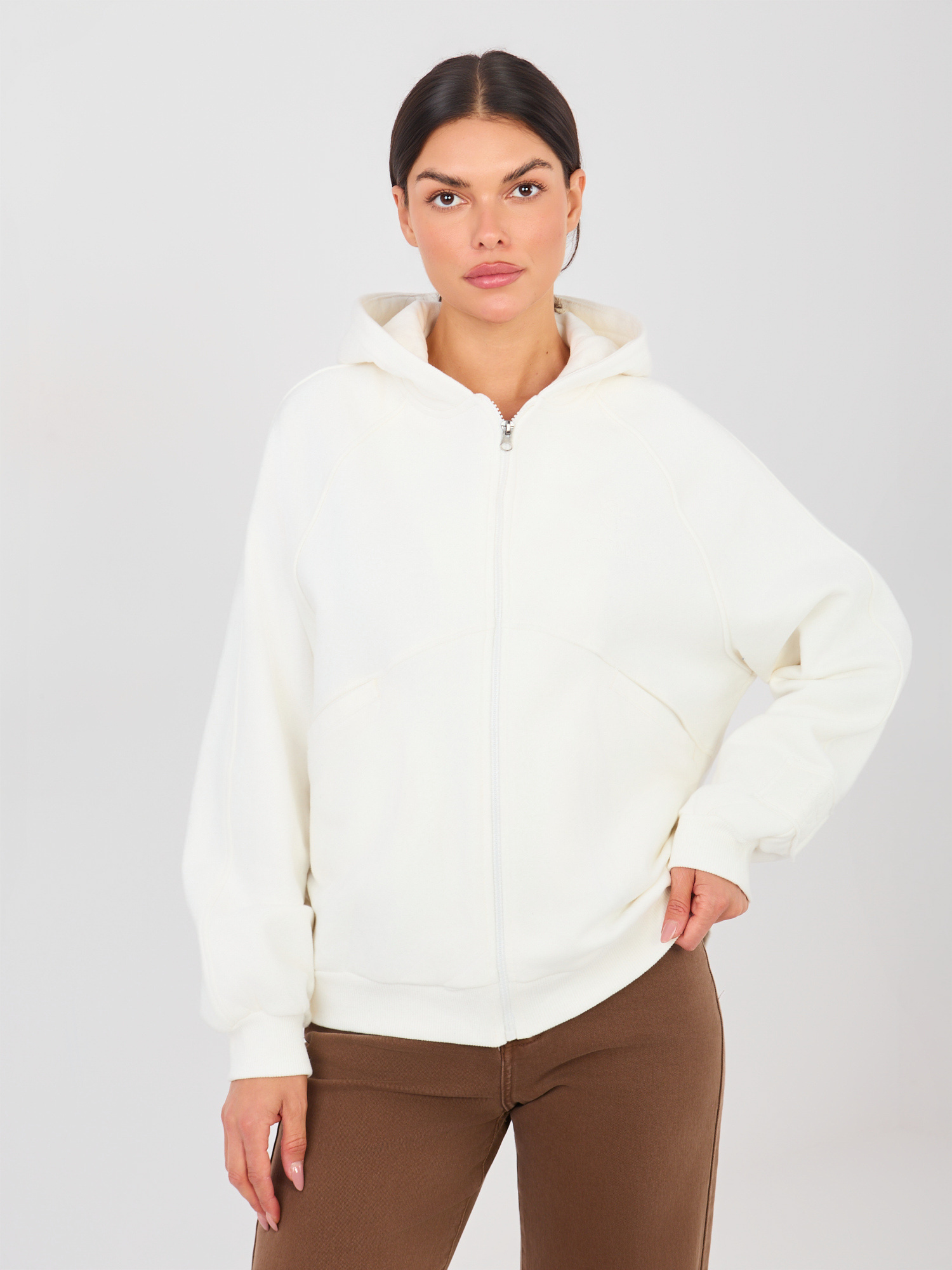 Ecru rozpinana bluza z kieszeniami NATURAL SIDE 