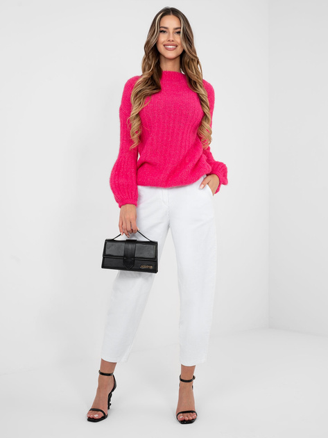 Fuksjowy sweter oversize z domieszką wełny