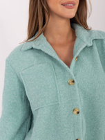 Miętowa koszulowa kurtka z dzianiny boucle RUE PARIS