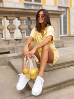 Jasnożółta muślinowa koszula z wiązaniem 