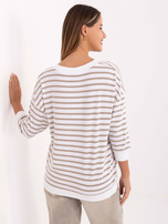 Biało-ciemnobeżowa damska bluzka z modalu 