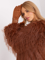 Hurt Jasnobrązowe eleganckie rękawiczki damskie