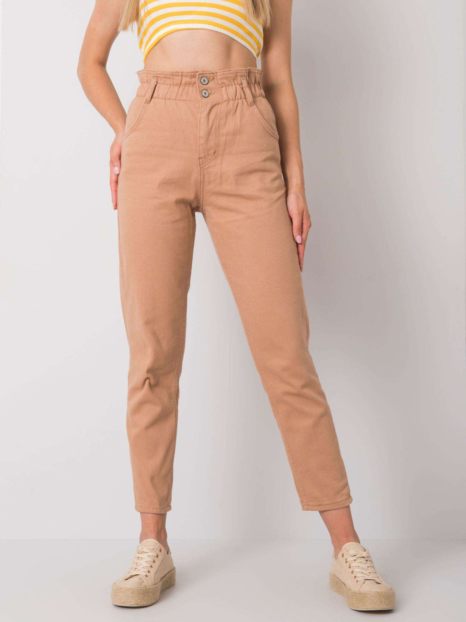 Camelowe jeansy high waist Araceli RUE PARIS