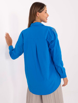 Hurt Ciemnoniebieska rozpinana koszula oversize z haftem