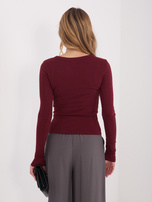 Bordowa bluzka basic z okrągłym dekoltem