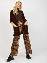 Hurt Dunkelbrauner lockerer Cardigan mit Taschen RUE PARIS.
