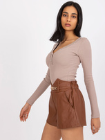 Brązowe szorty ze skóry ekologicznej Iwetta