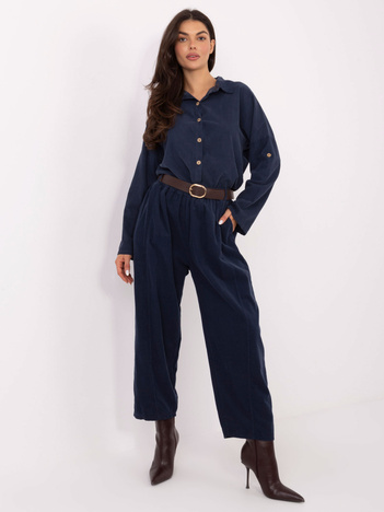 Ciemnoniebieskie sztruksowe spodnie do kompletu