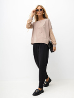 Dunkelbeige Bluse mit Spitze Shantelle RUE PARIS.