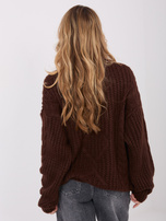 Ciemnobrązowy sweter oversize z domieszką moheru