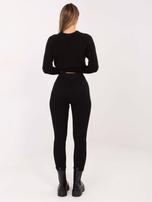 Czarne legginsy z prążkowanej dzianiny STITCH & SOUL 