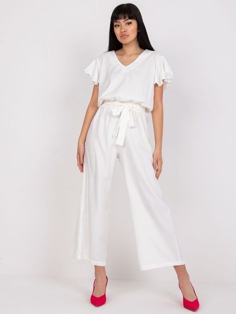 Ecru kombinezon damski z wiązaniem