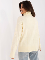 Hurt Jasnożółty damski sweter golf we wzory