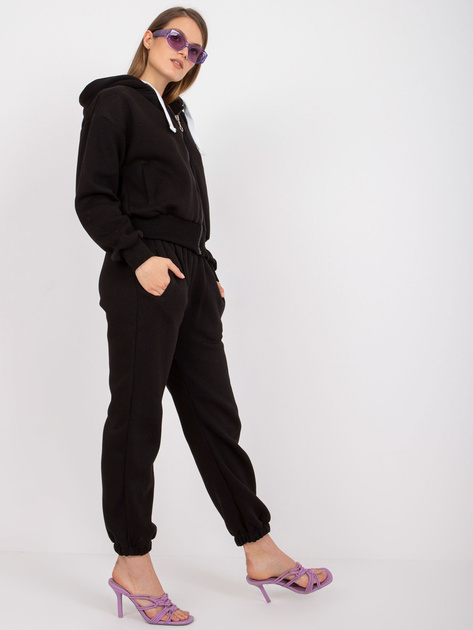 Czarny dresowy komplet basic z bluzą rozpinaną