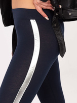 Granatowo-srebrne legginsy Rissa RUE PARIS