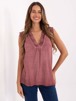 Brudnoróżowy luźny top bez rękawów