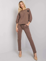 Brązowy komplet bawełniany z aplikacją Jane RUE PARIS