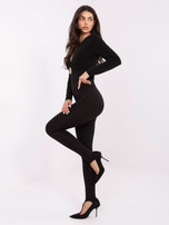 Czarne legginsy basic z zakładką na palec