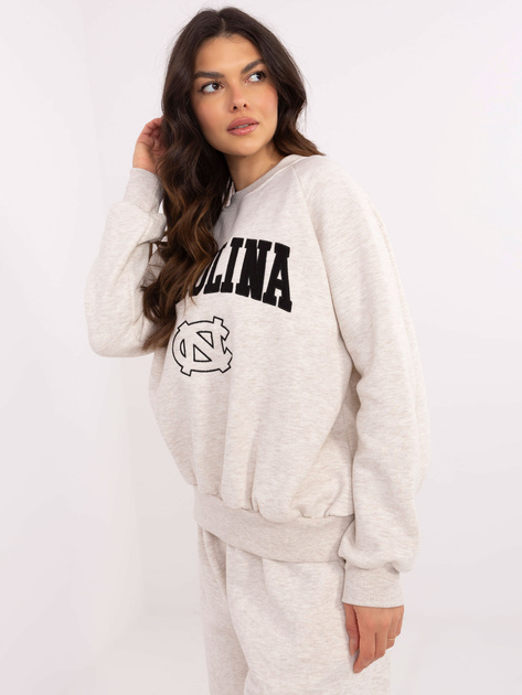 Hurt Jasnobeżowa melanżowa bluza bez kaptura z haftem