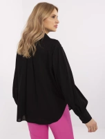 Czarna rozpinan koszula oversize z kieszenią 