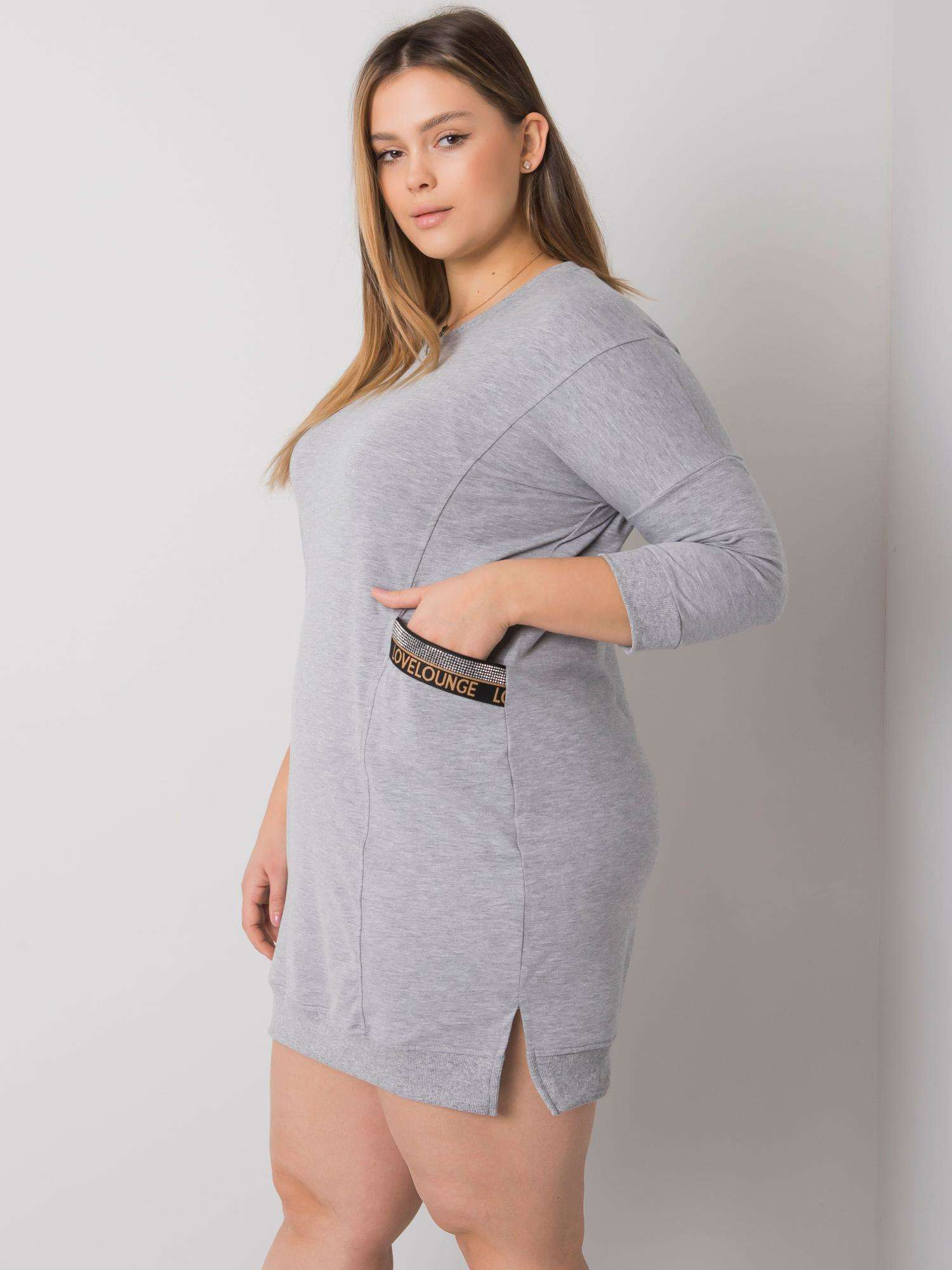 Szara melanżowa sukienka plus size z kieszeniami Susan 