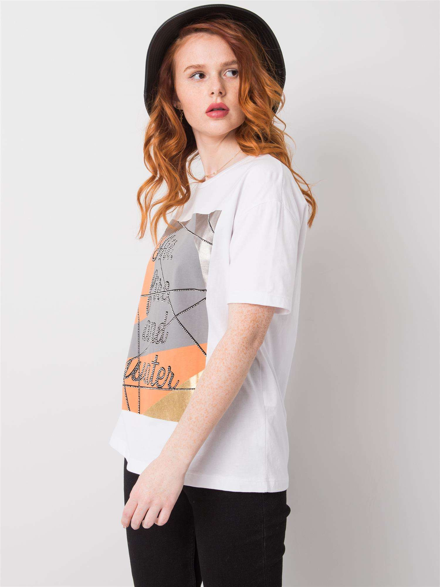 Biały t-shirt bawełniany Madelyn