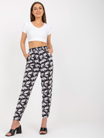 Czarne lekkie spodnie z materiału w kwiaty SUBLEVEL