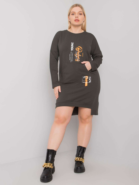 Ciemna khaki sukienka dresowa plus size Akira