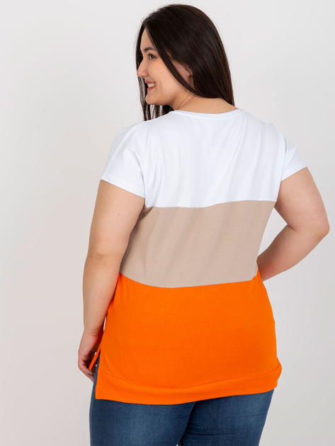 Hurt Biało-pomarańczowa bluzka plus size w paski