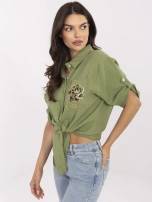 Khaki muślinowa koszula z nadrukiem