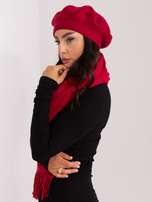 Hurt Bordowy jednokolorowy beret damski